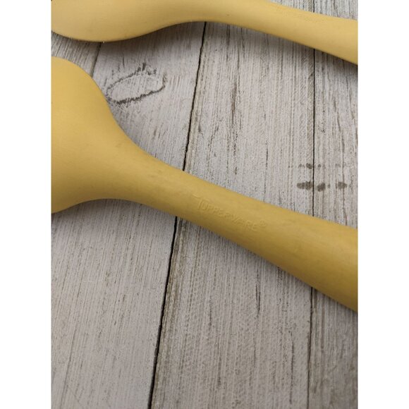 Tupperware #2 Harvest Gold Lot of 2 Salad Spoons Sporks Serving Utensil 12" - Picture 7 of 7